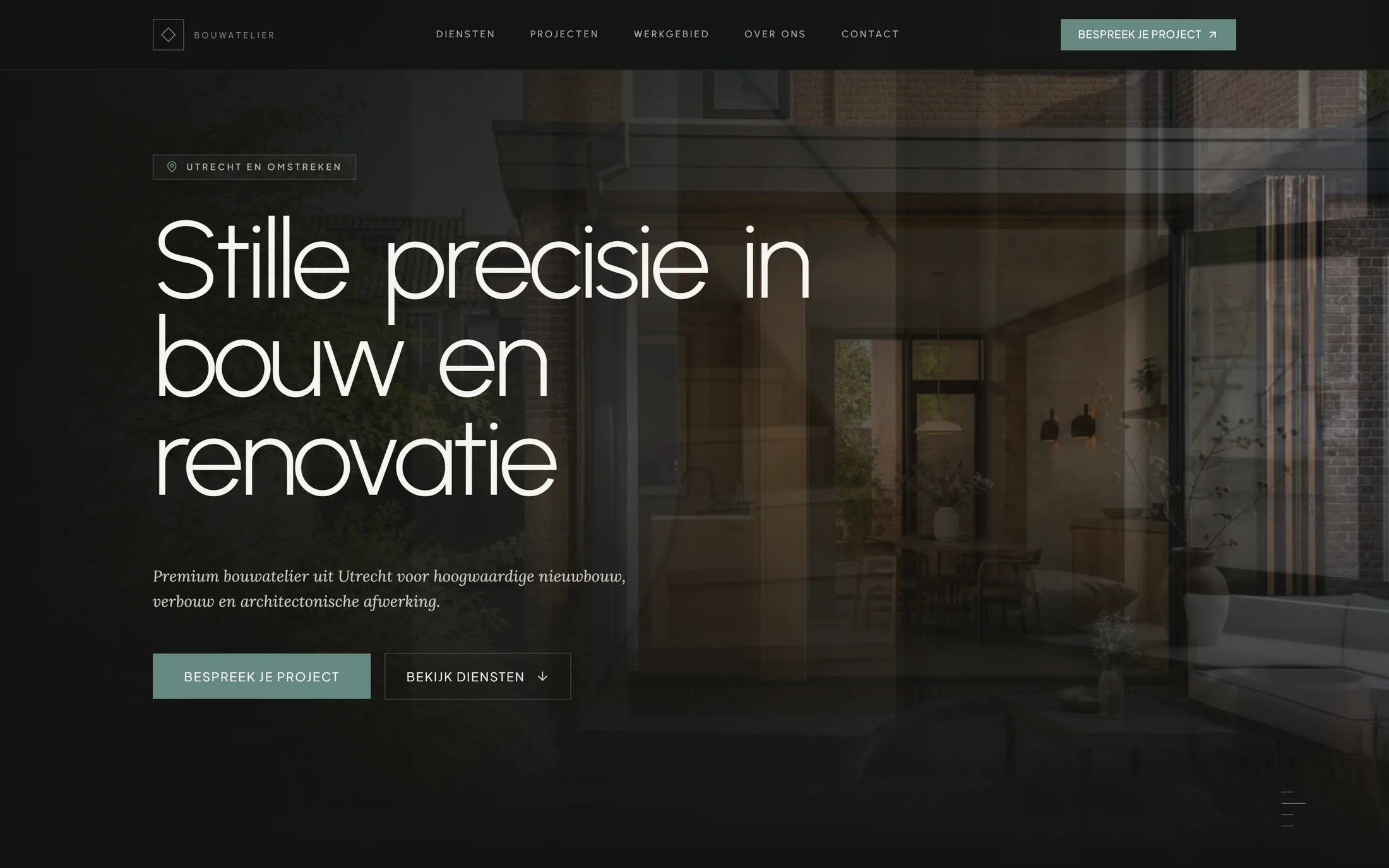 Screenshot van de website van KadeMeester