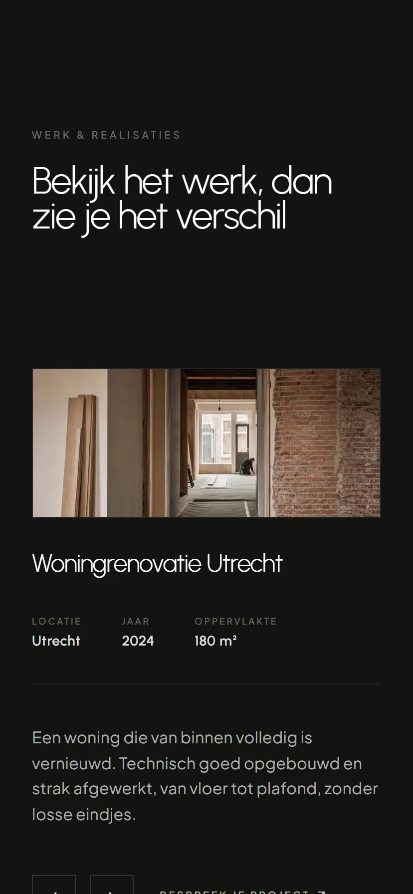 De projectensectie van KadeMeester op mobiel