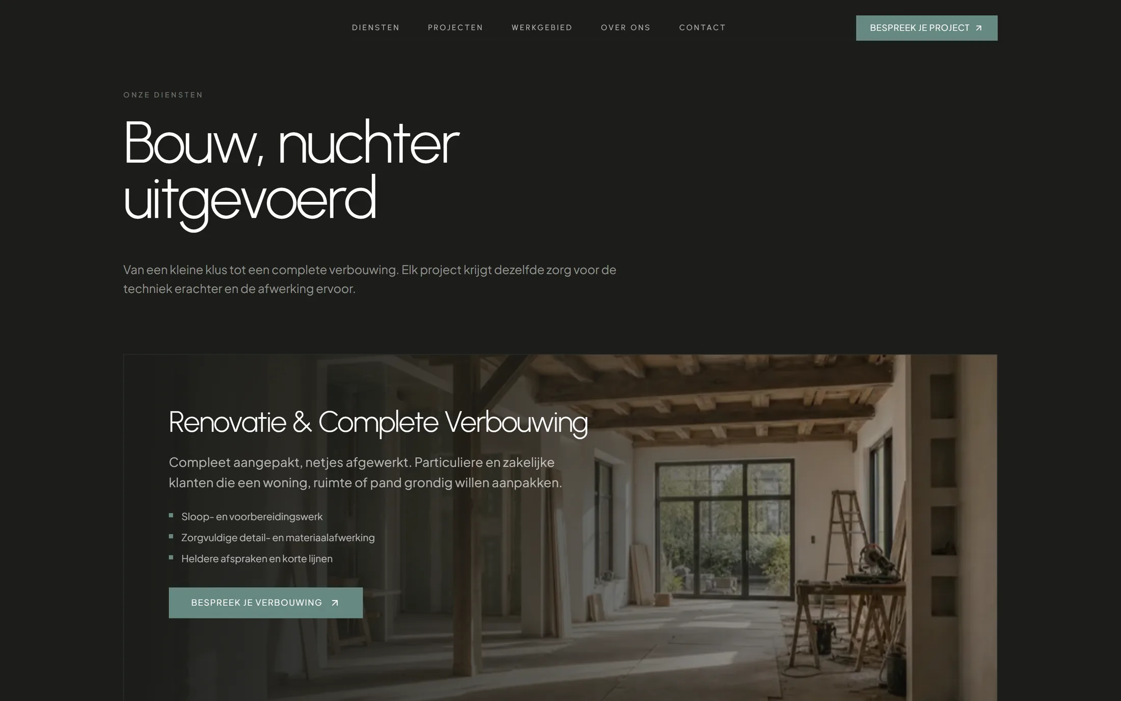 De dienstensectie van de KadeMeester site